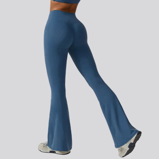 Women's High-Waist Flared Leggings Pants – Stretch Wide-Leg Yoga Trousers