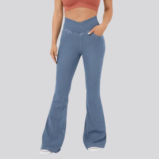 Women's High-Waist Flared Leggings Pants – Stretch Wide-Leg Yoga Trousers