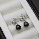 Women's Vintage Silver Flower Pearl Earrings – Romantic Elegant Jewelry
