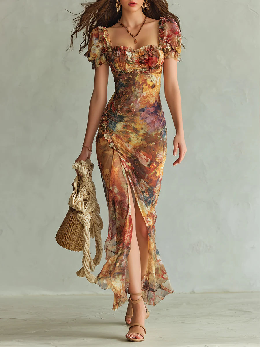 Viola: Elegant Long Chiffon Dress for Effortless Style
