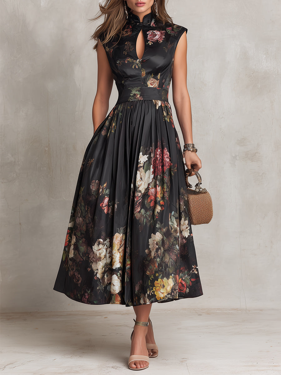 Violet Pleated Satin Midi Dress: Effortless Elegance for Any Occasion