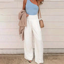 Women's High-Waisted Linen Wide-Leg Pants – Breathable Casual Summer Trousers
