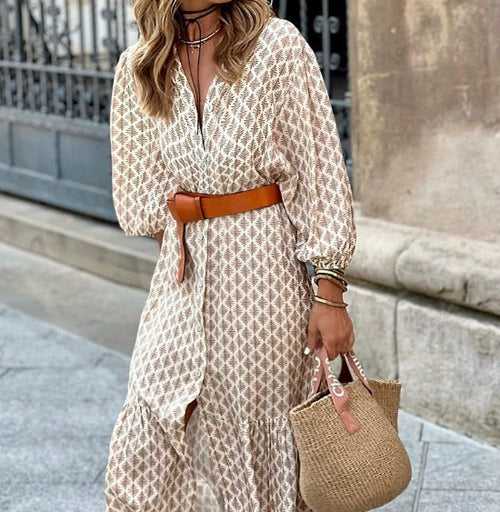 DIXIE - CLASSIC DRESS WITH BUTTONS AND BELT
