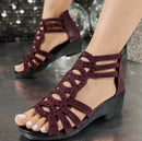Women's Glitter Platform Open Toe Sandals – Stylish Zip-Up Wedge