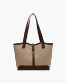 Women Canvas Handbag with Leather Details 0