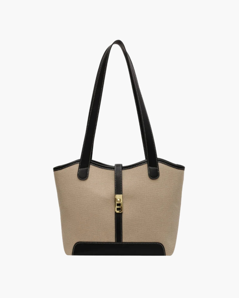 Women Canvas Handbag with Leather Details 2