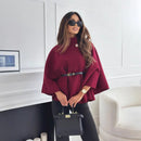 Women Wool Cape With Belt 0