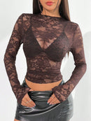 Women's Blouse - Cut Lace Fitted Design 11