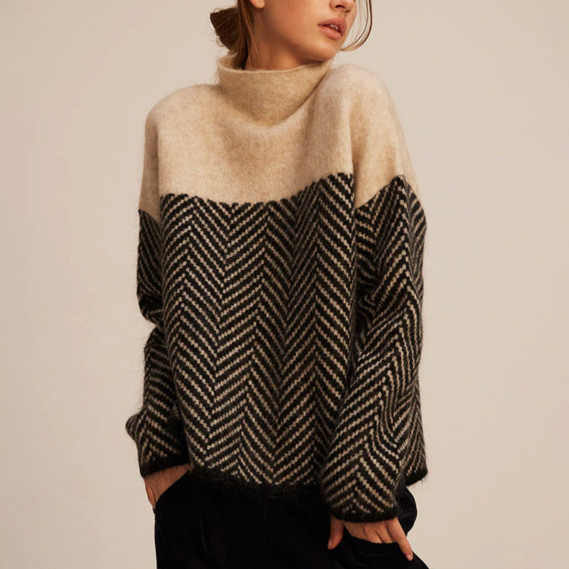 Women's High Neck Sweater Cotton Trendy