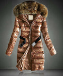 Women's Insulated Jacket Down Fur Collar Slim Fit 0