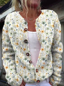 Women's Knit Jacket Cotton Floral 1