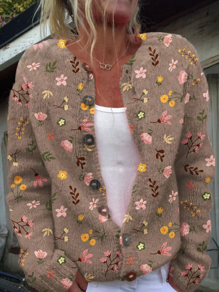 Women's Knit Jacket Cotton Floral 3