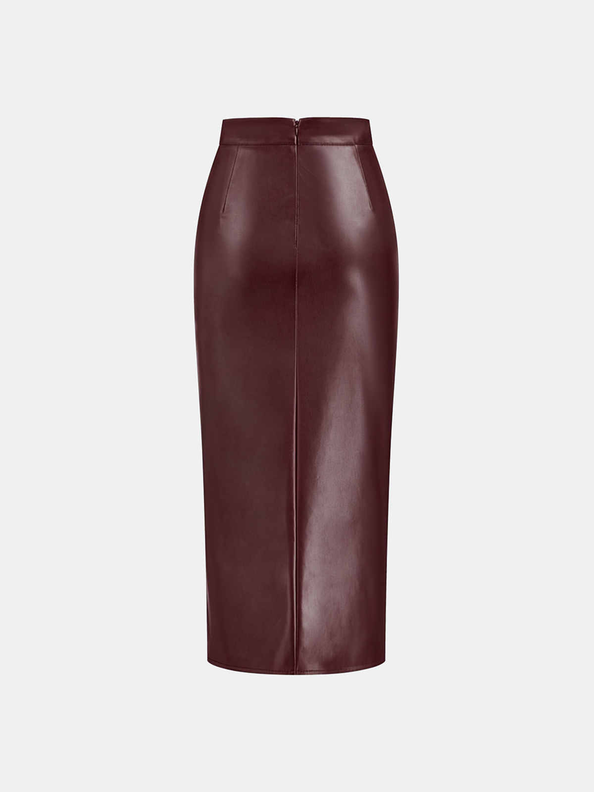 Women's Midi Dress Synthetic Leather Elegant With Slit 6