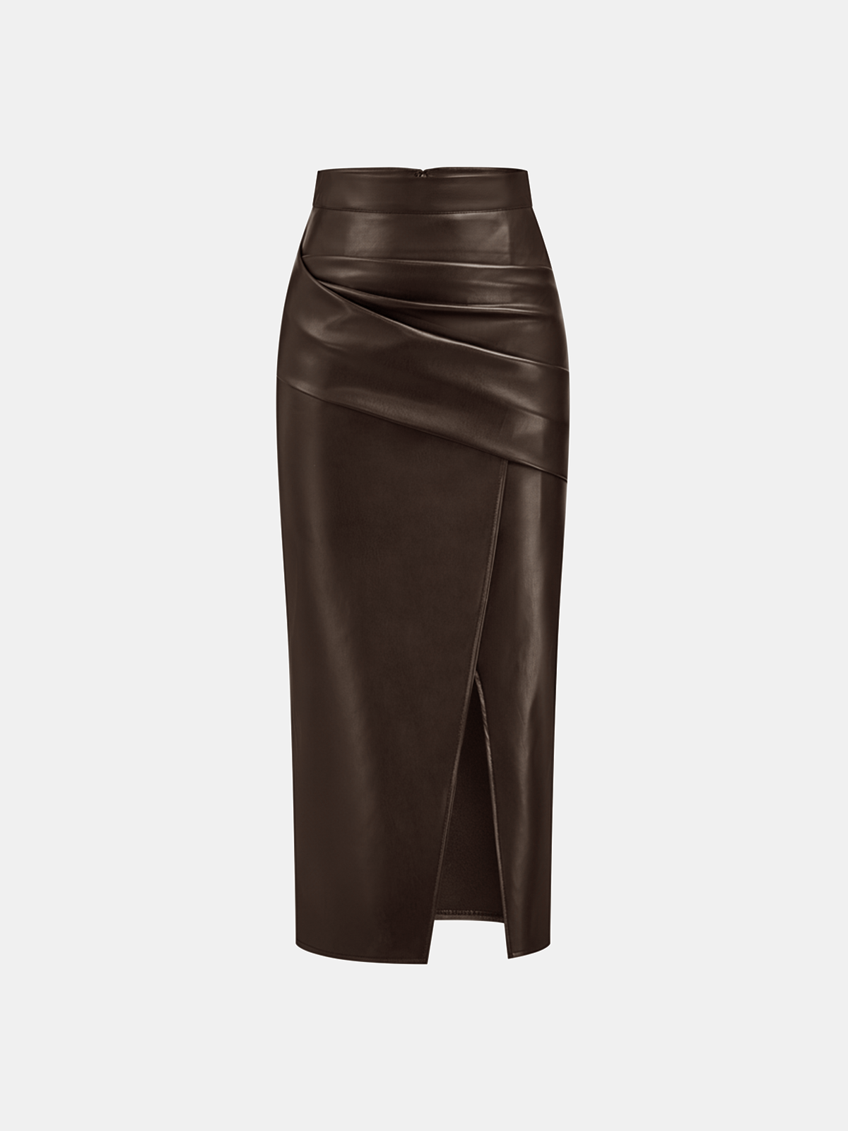 Women's Midi Dress Synthetic Leather Elegant With Slit 7