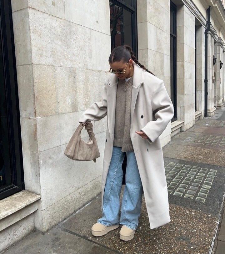 Women's Oversized Coat Elegant Cut Double Row Buttons 5