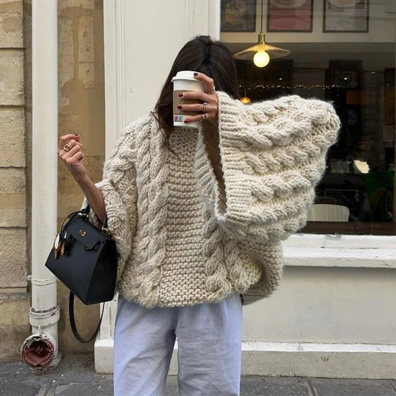 Women's Oversized Sweater Soft Knit Embroidered Design 4