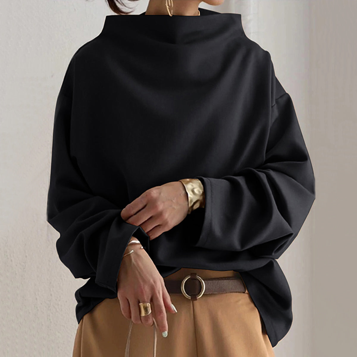 Women's Oversized Turtleneck Sweater Knit Casual Style