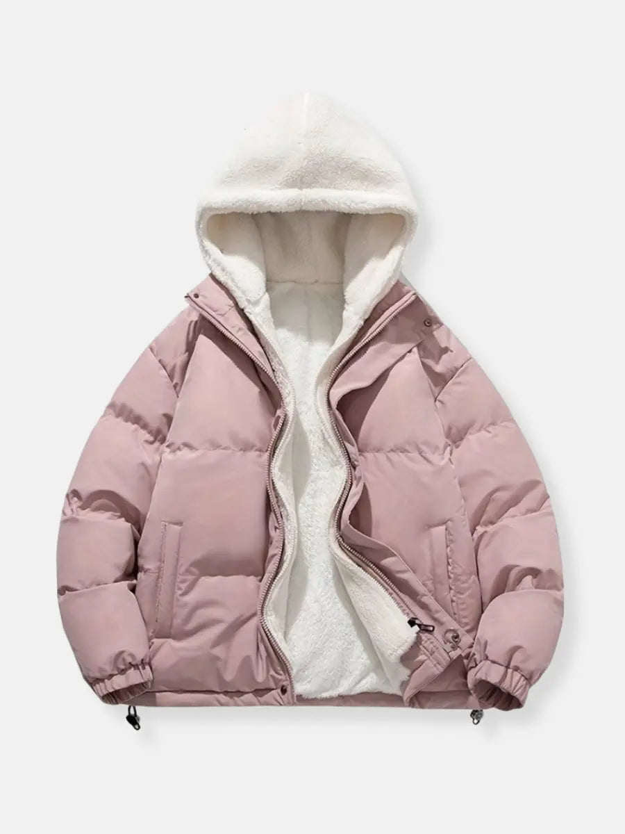 Women's Padded Puffer Jacket Quilted with Fleece Lining and Adjustable Hood 5