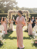 Women's Pink Minimalist V-Neck Maxi Dress: Effortless Elegance for Summer 2
