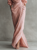 Women's Pink Minimalist V-Neck Maxi Dress: Effortless Elegance for Summer 7