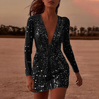 Women's Sequin Cocktail Dress Elegant Sheer Design