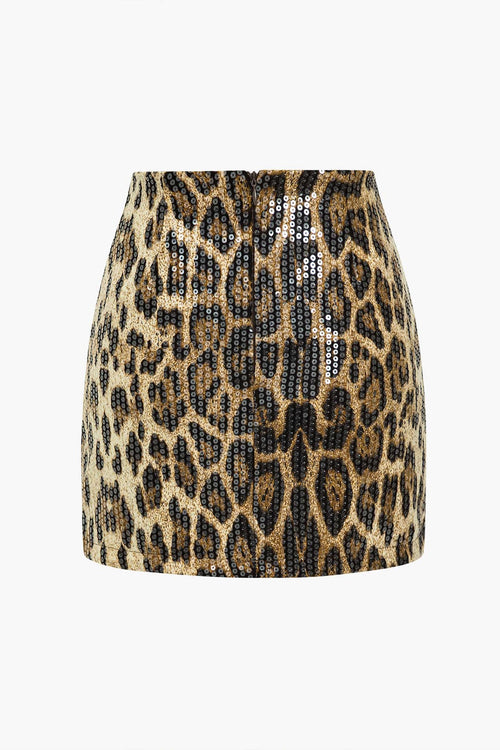 Women's Skirt High Waisted Leopard Print 1