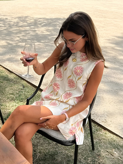 Women's Summer Sleeveless A-Line Dress in Linen Blend – Elegant and Comfortable White Dress for Warm Days 0