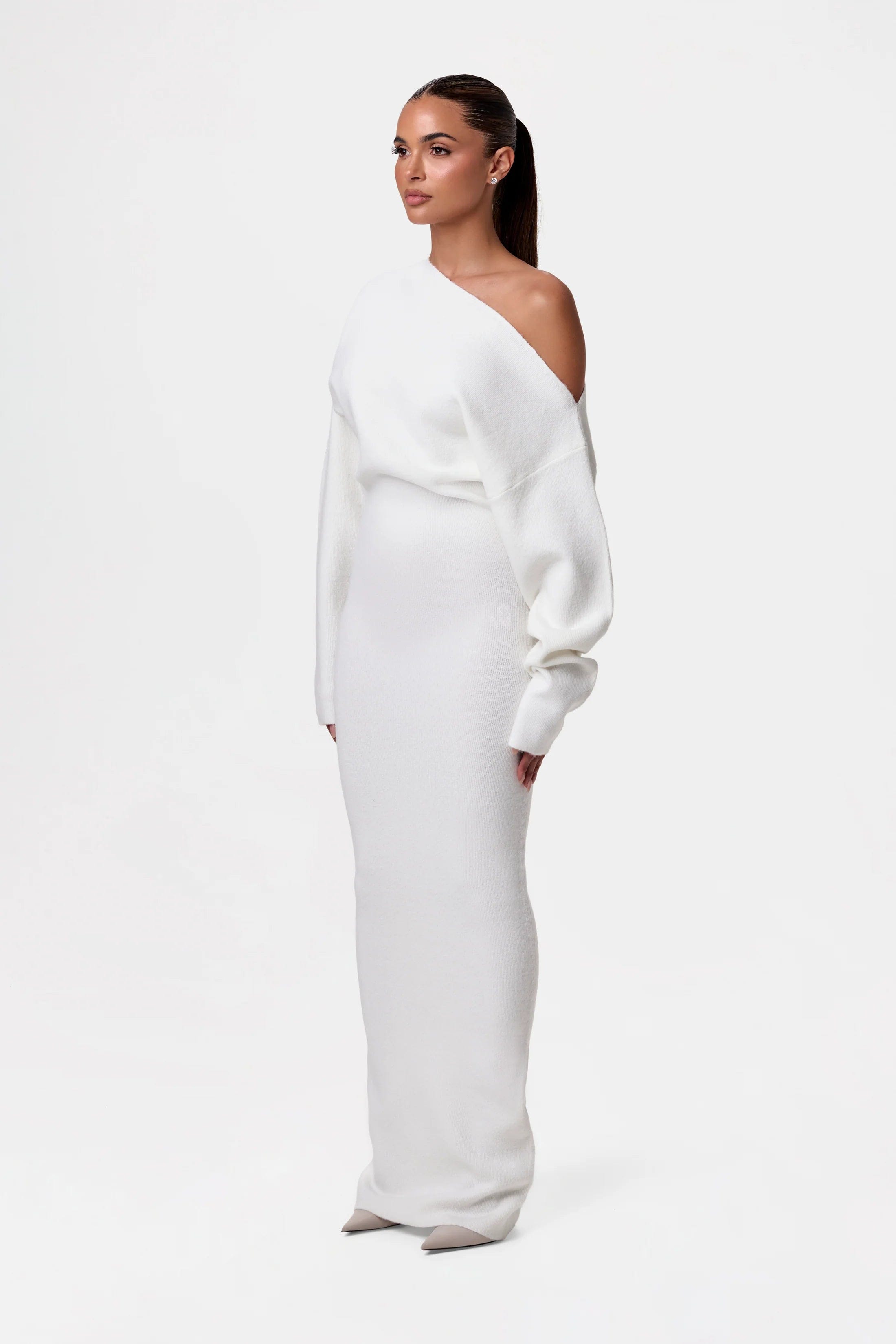 Women's Sweater Dress High Quality Fiber Drop Shoulder Style