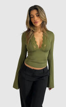 Women's T Shirt With Lace 0