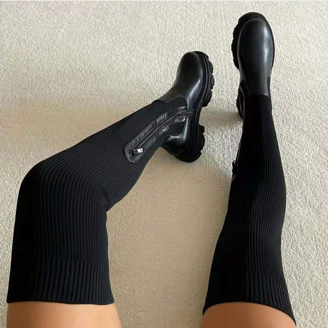 Women's Thigh High Boots Knit Style
