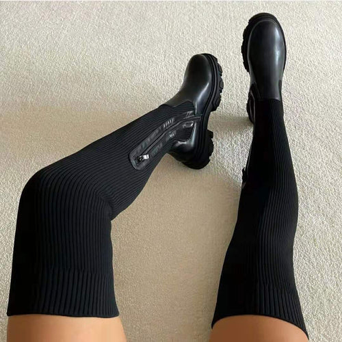 Women's Thigh High Boots Knit Style 1