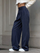Women's Trousers Striped Pleated Wide Leg Pants 2