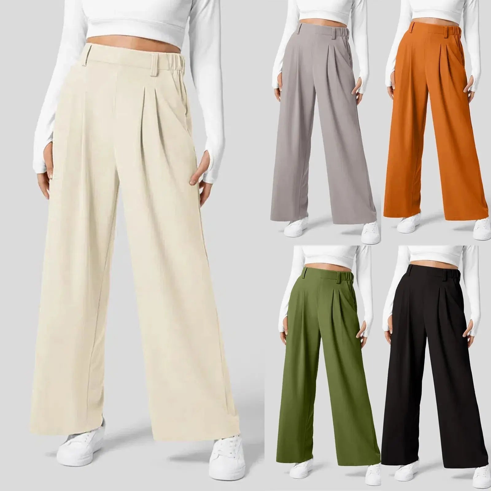 Women's Trousers Wide Leg High Waisted
