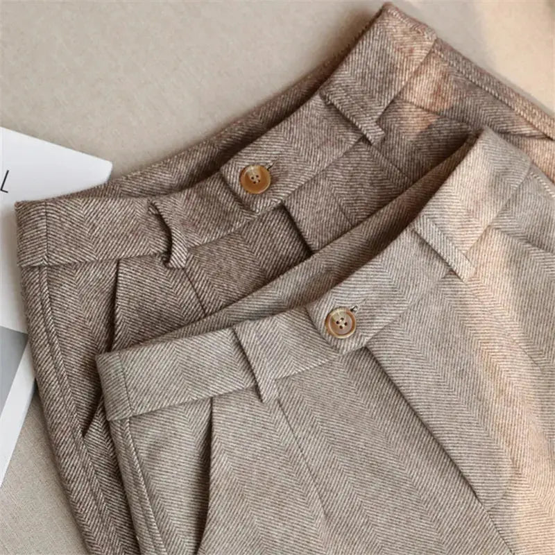 Women's Trousers Wool Blend Slim Fit 3