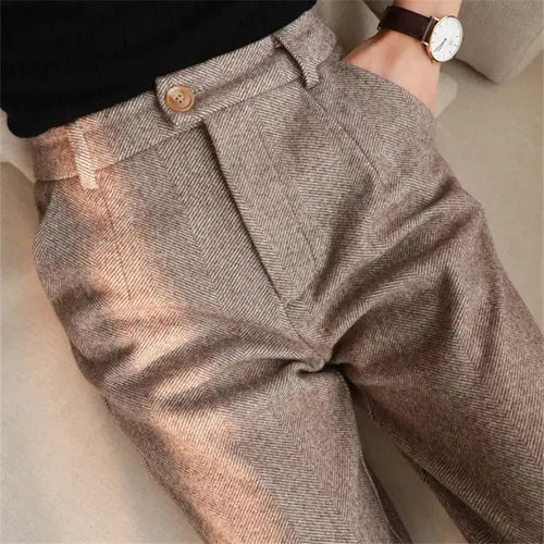 Women's Trousers Wool Blend Slim Fit 9