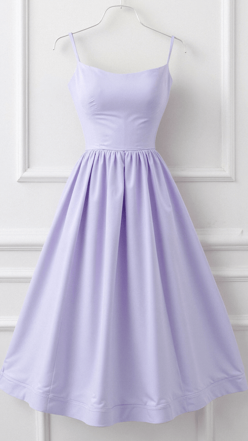 Women’s A-Line Midi Dress – Ascot Style – Spaghetti Straps – Flowing Design – Elegant Fit