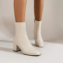 Women’s Ankle Boots – Block Heel Zip-Up Boots with Pointed Toe