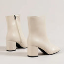 Women’s Ankle Boots – Block Heel Zip-Up Boots with Pointed Toe