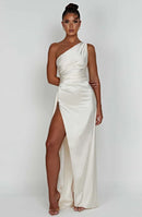 Women’s Asymmetric Evening Maxi Dress – Elegant Gown with High Split
