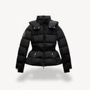 Women’s Black Puffer Jacket – Belted, Water-Resistant, Insulated