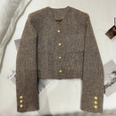 Women’s Cropped Blazer – Tailored Fit with Gold-Tone Buttons