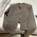 Women’s Cropped Blazer – Tailored Fit with Gold-Tone Buttons