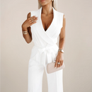 Women’s Elegant Wrap Sleeveless Wide-Leg Jumpsuit