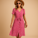 Women’s Floral Midi Dress – Lightweight Fit with Short Sleeves