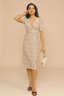 Women’s Floral Midi Dress – V-Neck Garden Party Elegance