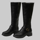 Women’s Knee-High Boots – Classic Buckle Strap Design