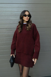 Women’s Knitted Sweater & Skirt Set – Long Sleeve, Mini, Co-Ord