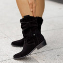Women’s Mid-Calf Slouch Boots with Buckle Strap – Fall Casual Footwear