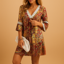 Women’s Summer Mini Dress – Lightweight Fit with Short Sleeves and Printed Design