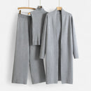 Women’s Three-Piece Set – Sleeveless Top, Wide-Leg Trousers & Longline Cardigan